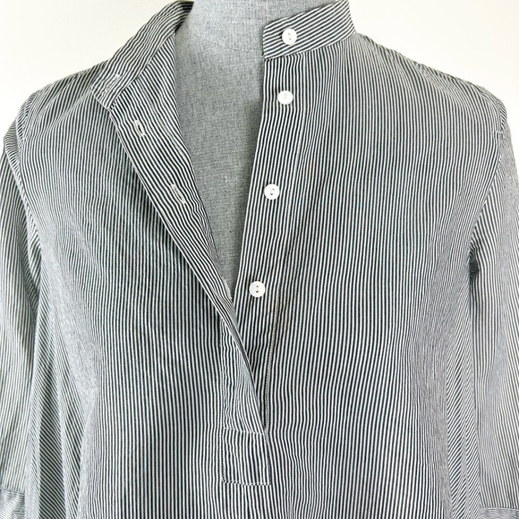 MaxMara Grey And White Stripe Cotton And Silk Tunic Top - Picture 6 of 10